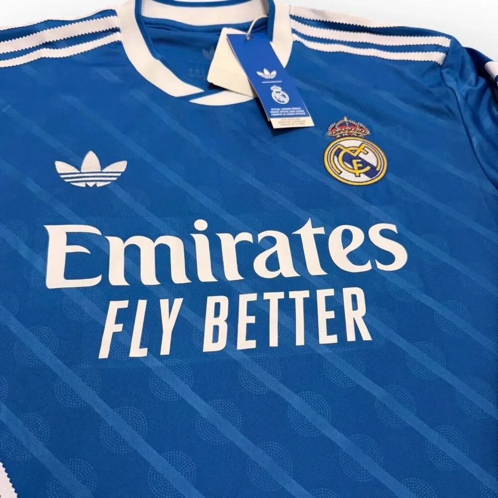 Adidas Real Madrid 25/26 Blue Long Sleeve Third Jersey JW4054 Mens size L New